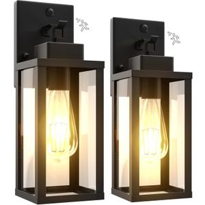 Motion Sensor Dawn to Dusk Outdoor Sensor Light Fixture Anti-Rust Exterior Wall Lighting Waterproof Outdoor Wall Lantern for Porch Patio Front Door Garage - 2 Pack