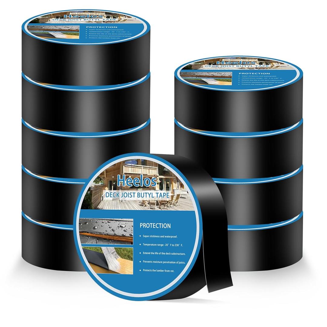 Joist Tape for Decking 2''50', Pack of 10 Weather-Resistant Deck Joist Tape, Waterproof Seal Antiseptic Butyl Joists Tape, Self-Adhesive Flashing Joists Tape for Wood Decks Beams Roof