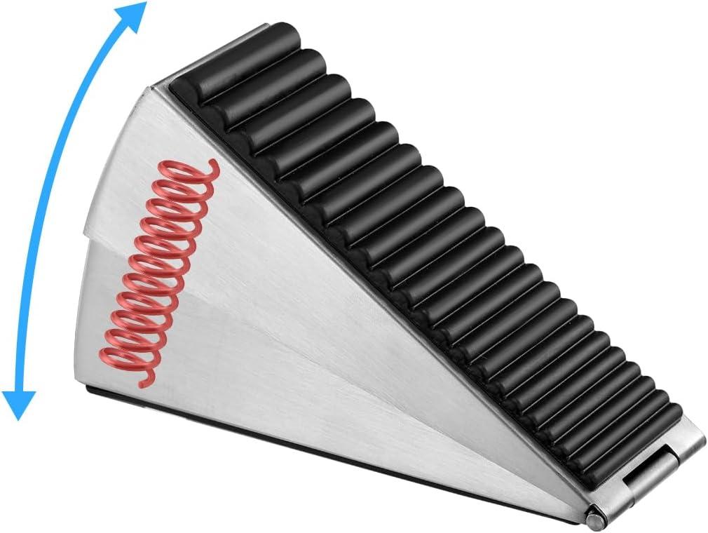 Heavy Duty Door Stopper, Large Door Stopper for Bottom of Door, Adjustable Spring Loaded Door Stoppe Up to 3 in Tall Door Stop Wedge