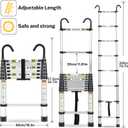 RIKADE Telescopic Ladder, 6.5 ft Aluminum Telescoping Ladder with Non-Slip Feet and Stable Hook, Portable Extension Ladder for Household and Outdoor Working, Max Load 330 lb, Aluminum