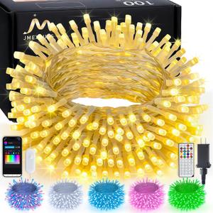 JMEXSUSS 100 LED Color Changing String Lights, 33ft String Lights Indoor with Remote & APP, Clear Wire Smart Twinkle Christmas Light Plug in for Daily Easter Independence Day Halloween Xmas (RGB (Red, Green, Blue))