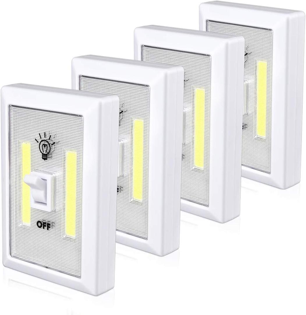 Closet Light, Battery Operated Tap Light, Super Bright Switch Light, Stick On Light, Wall Mount Under Cabinet Lighting, Push Night Light for Cupboard, Shed, Basements(4 Pack)