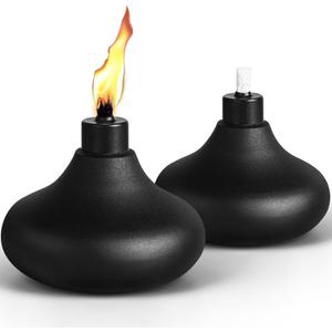 2 Pack Metal Table Top Torches, 24.5oz Citronella Torches for Outside, Refillable Flame Light Torch, Decorative Tabletop Lantern for Yard, Patio, Deck, Garden, Party, Landscape