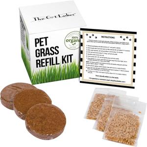 The Cat Ladies Cat Grass Refill Kit 100% Organic Cat Grass Seed and Coco Coir Soil Disks - 3 Pack