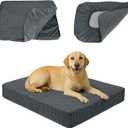 Dog Bed Cover Waterproof, Non-Slip Rectangular Pet Bed Protector for Dogs & Cats, Removable Washable Bed Sheet Replacement,44"x35"x8",Gray,1Pc,Cover Only