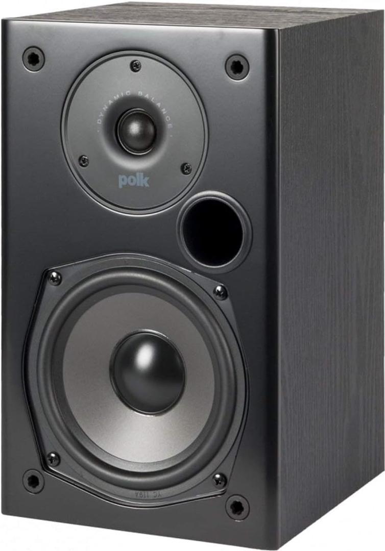 Polk Audio T15 Home Theater and Stereo Bookshelf Speakers  Deep Bass Response, Dolby and DTS Surround, Wall-Mountable, Pair, Black