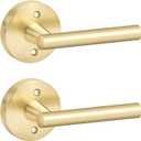 Goldenwarm 2 Pieces Gold Dummy Door Handle, Non-Turning Brushed Gold Door Handles for Bifold Closet Doors, Single Side Lever Heavy Duty Round Modern Door Handle (1 Pack)