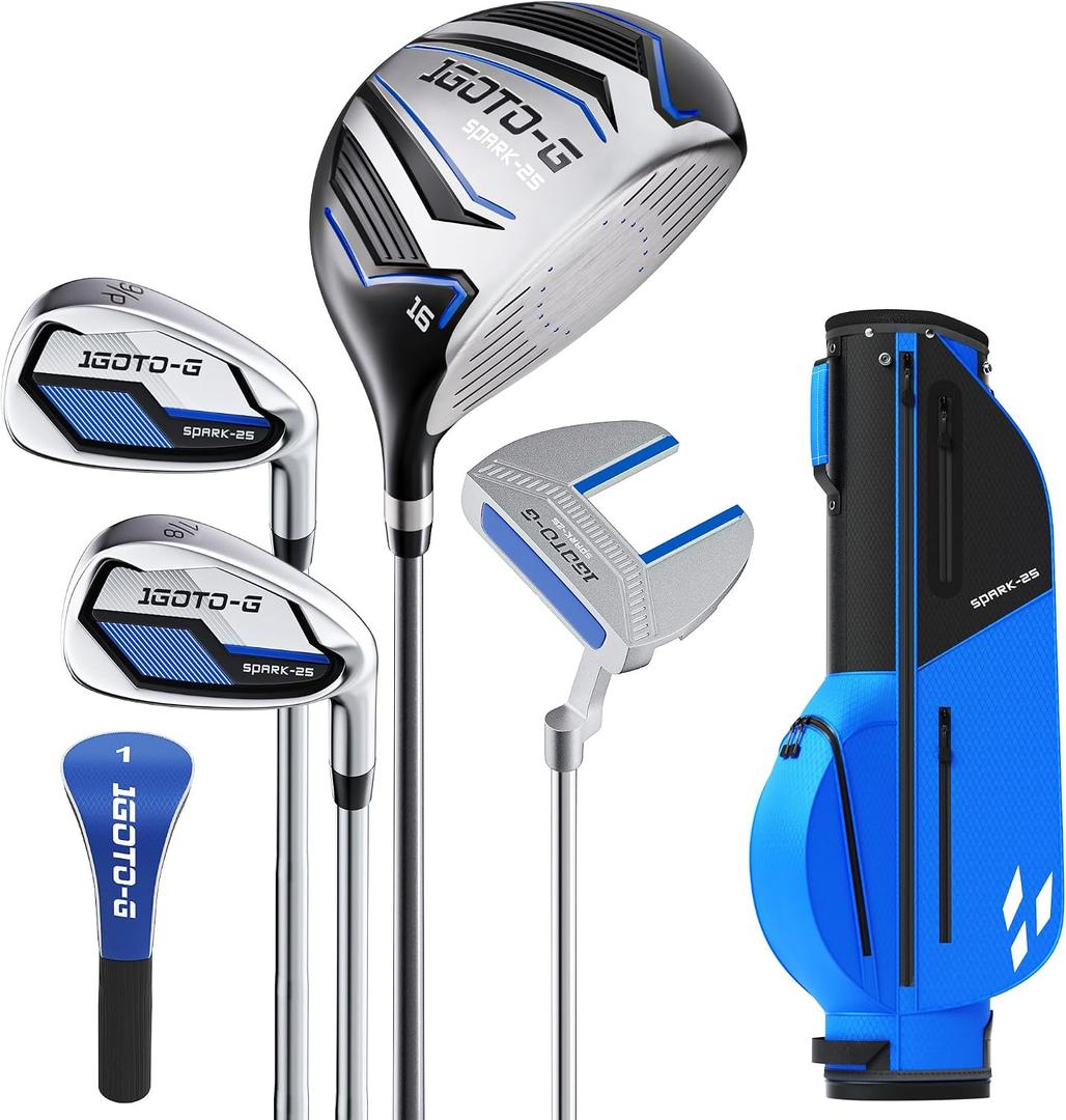 1GoTo-G 6 Pieces Kids Golf Clubs Set - Youth Golf Clubs Junior Set for Boys Girls Includes Stand Bag, 1# Driver, 7/ 8#, 9/ P# Irons and Putter, Blue – Ages 6-8 – Right Hand, 
Golf Club Loft	16 degrees