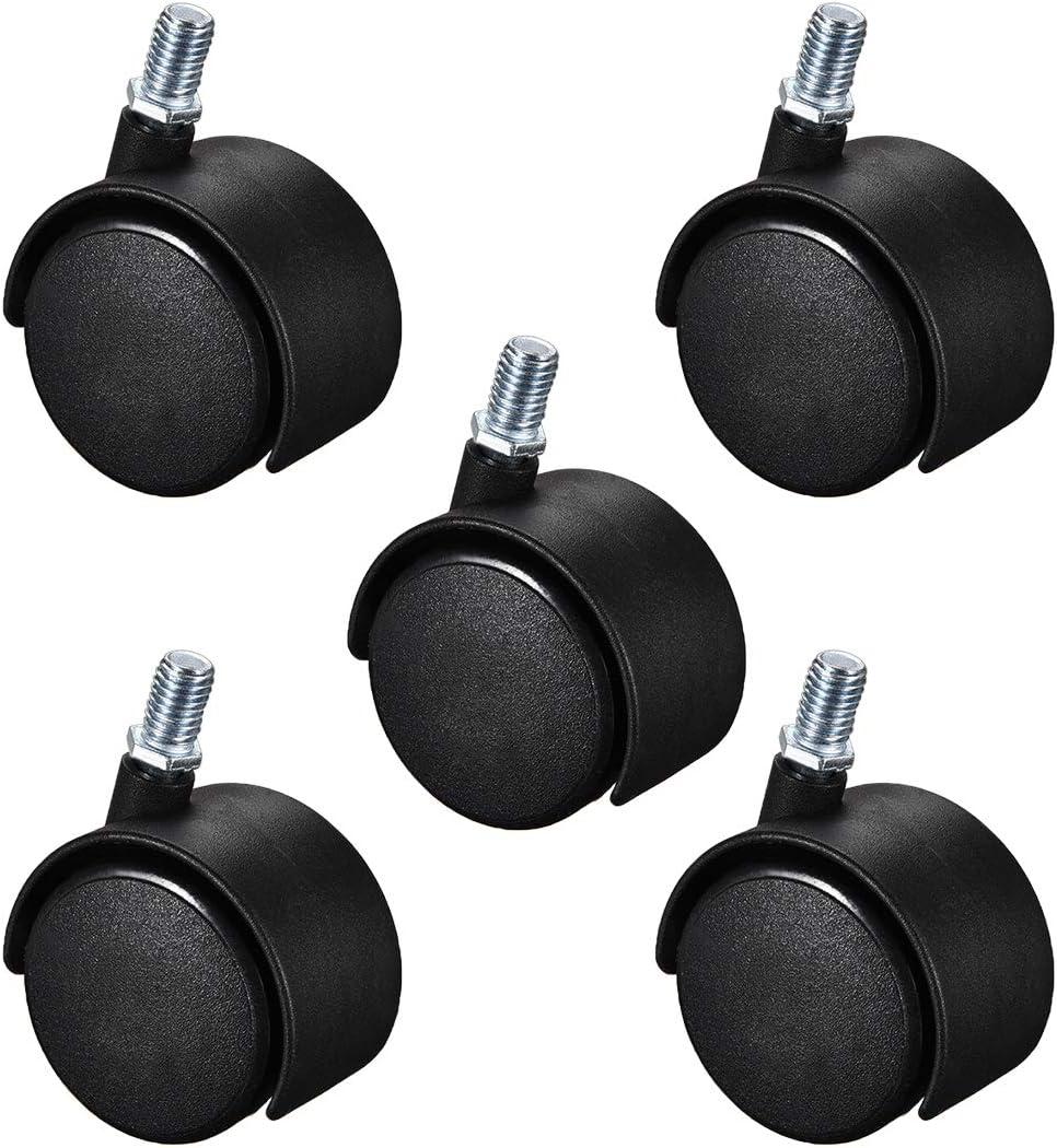 uxcell Furniture Casters 2 Inch Nylon M10 x 15mm Threaded Stem Swivel Caster Wheels, 38lb Capacity Each Wheel, 5 Pcs