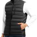 TBMPOY Men's Lightweight Puffer Vest Outerwear Puffy Winter Warm Zipper Outdoor Sleeveless Jacket for Running Travel, M