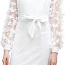 ALISISTER Girls Dresses Mesh Puff Long Sleeve Dress with Butterflies 7-16 Years (13-14 Years, 01 White)