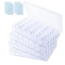4 Pack Clear Plastic Organizer Box,24 Grids Clear Bead Storage Containers with Adjustable Divider,Clear Organizer Box for Bead Art DIY Craft Jewelry Fishing