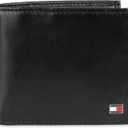 Tommy Hilfiger Men's Classic Logo Style Passcase Bifold Wallet with Multiple Card Slots and ID Window (black)