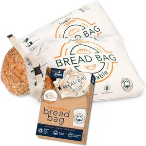 Think4Earth - Reusable Organic Cotton Bread Bag for Homemade Loaves Large | Premium Quality Storage Bags - Unique Cotton Bags for Sourdough, Safe and Eco-Friendly (2 Units)