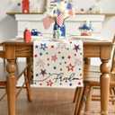 Artoid Mode Patriotic Freedom Stars Table Runner, 4th of July Memorial Day Holiday Kitchen Dining Table Decor for Indoor Outdoor Home Party Decoration 13 x 120 Inch