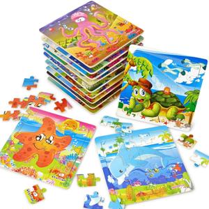 Vileafy Under The Sea Party Favors for Kids  12 Pack Ocean Animal Wooden Puzzles with Gift Bags  20-Piece Mini Jigsaw Toys for Boys & Girls Ages 4-8  Birthday Return Gifts, Classroom Prizes