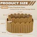 Rattan Picnic Basket Set of 2, Wicker Picnic Basket with Scalloped Edge, Garden Harvest Basket, Woven Baskets for Vegetable & Fruit, Mocha