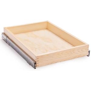 Mulush 22”W x 21”D x 3”H Soft Close Slide Out Wood Drawer Organizer for Kitchen, Bottom and Side Assembly (Cabinet Width>23.5 inches for Bottom Assembly, Width=23 inches for Side Assembly)