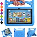 All-New Fire HD 8 & 8 Plus Tablet Case (12th/10th Generation, 2024/2022/2020), SHREBORN Multi-Gear Adjustable Stand Cover with Kickstand, Incompatible with Alcatel TCL- Blue