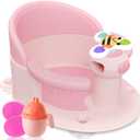 BEBELEH Baby Bath Seat for 6 Months & Up - Safe Infant & Toddler Bathtub Seat for Sitting Up - Baby Bath Tub Seat for Shower (Pink)