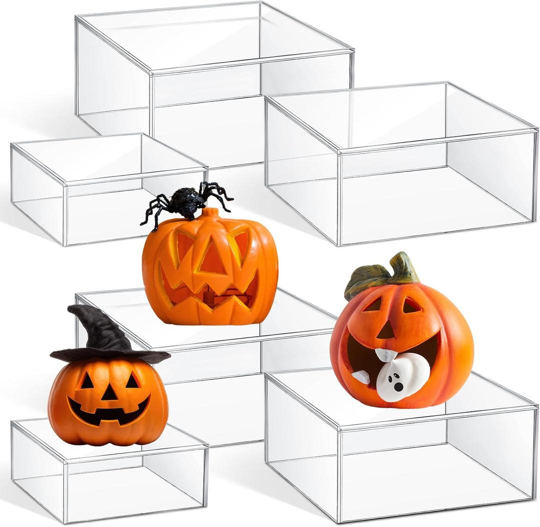 Jerify 6 Pcs Acrylic Risers Display Stands, 5.91'' 5.12'' 3.54'', Clear Square Nesting Pedestal Shelf with Hollow Bottom for Tabletop Jewelry Display, 3 Sized Jerify 6 Pcs Acrylic Risers Display Stands, 5.91'' 5.12'' 3.54'', Clear Square Nesting Pedestal Shelf with Hollow Bottom for Tabletop Jewelry Display, 3 Sized