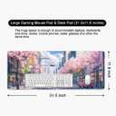 Japan Large Mouse Pad Cherry Blossom Desk Pad Anime Desk Mat XL Flower Gaming Mouse Mat 31.5x11.8x0.12 inch (Japan Streets)