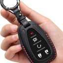 for Chevy Key Fob Cover Leather Car Remote Case Holder Keychain Compatible for Malibu Camaro Cruze Trailblazer Traverse Spark Equinox Sonic Volt Bolt -Black