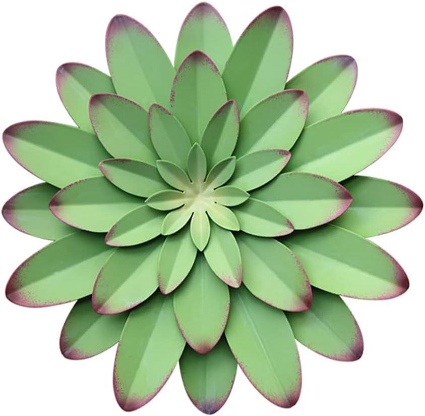 AHYS Metal Flowers Wall Decor Indoor Outdoor Metal Wall Art for Farmhouse Home Living Room Bedroom Bathroom Garden Decor  12 Inch - Green