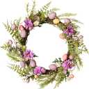 National Tree Company 22 in. Pink Eggs, Flowers and Ferns Easter Wreath, Artificial Spring Wreath with Pink & Pastel Easter Eggs, Indoor or Covered Outdoor Décor