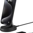 Belkin Convertible Magnetic Charging Stand 15W - MagSafe-Compatible Fast Qi2 Charger, iPhone Charger for Apple iPhone 16, 16 Plus, 16 Pro, 16 Pro Max, iPhone 15 & 14, Apple Airpods Pro, & More - Black