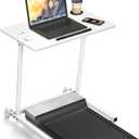 Eocnrhe Treadmill Desk, Mobile Small Standing Desk with Wheels for Walking Pad, Portable Table for Laptop, Rolling Table Adjustable Height, Bedside TableWhite, 27.55" L X 15.74" W X 36.92" To 55.9" H