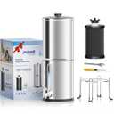 Purewell 1.0 Gallon Portable Gravity Water Filter System, 4-Stage 0.01m Ultra-Filtration Countertop System with Water Level Window and Stand, Reduce Fluoride & Chlorine, for Camping, RVing (PW-1G-KF) (Silver)