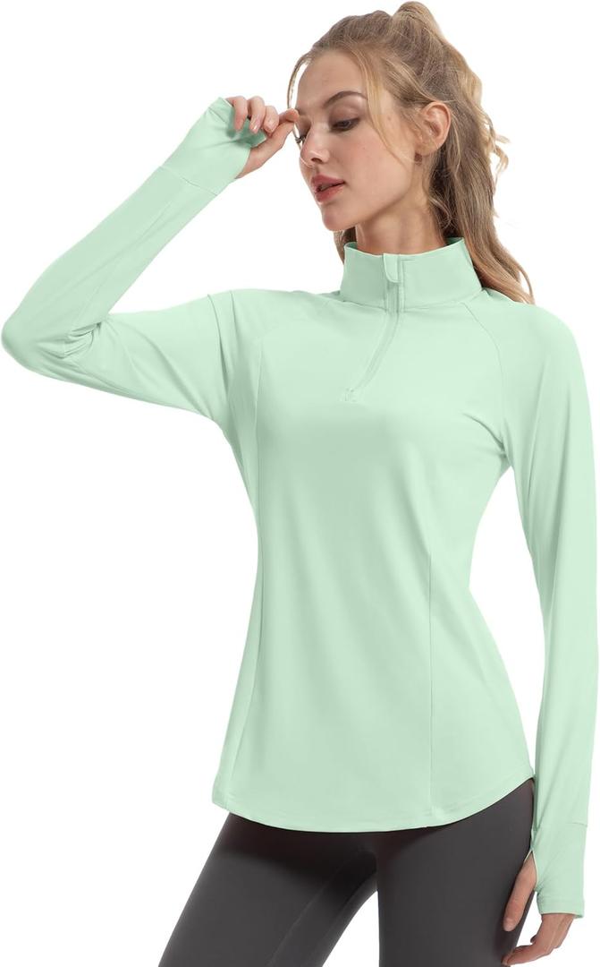 FKEEP Women's Sun Shirts Long Sleeve Athletic Jackets UPF 50+ Top with Thumb Holes Quick Dry for Golf Tennis Hiking (XS)