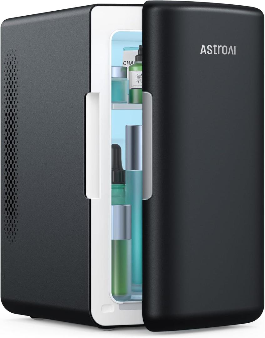 AstroAI Mini Fridge 2.0 Gen, 6 Liter/8 Cans Small Refrigerator Makeup Skincare Fridge 110V AC/12V DC Portable Thermoelectric Cooler and Warmer Fridge for Bedroom, Thoughtful Choice for Mom (Dark Grey)