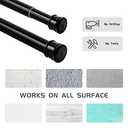 Shower Curtain Rod 56-104 Inch, 1"Diameter Spring Long Adjustable Tension Curtain Rods for Bathroom Windows Closet No Drilling No Rust, Black