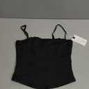 PINKMSTYLE Womens Lace Bustier Corset Tops Spaghetti Strap Tank Tops for Going Out (Small, Black)
