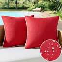 MIULEE Pack of 2 Outdoor Waterproof Throw Pillow Covers Decorative Farmhouse Linen Pillow Covers Solid Color Couch Pillow Covers for Patio Tent Bed Balcony Couch Sofa Living Room 18x18 Inch Red