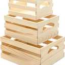 Cregugua Set of 3 Wooden Pallet Crates Nesting Unfinished Wood Trays Storage for DIY Crafts (Large Size 9.4 x 7.8 x 4.3 in)