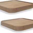 Raft Floating Shelf Wood Round Wall Mounted Showcase Wall Shelf Hanging Planter Storage Wooden Shelf for Plants Photo Candle Invisible Wall Decoration Design Set of 2 (Square 7.09 inch)