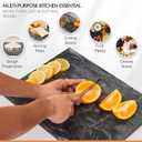 Kitchen Marble Stone Cutting Board - Marble Cutting & Charcuterie Board of 16 x 12 x 0.6 Inches, Non Slip Scratch Resistant Pastry Tray, Rectangular Serving & Chopping Slab for Countertop - Black