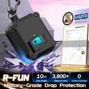 3 x R-fun for AirPods 3 Case Cover with Lock & Cleaning Kit, Keychain, Magnetic Lid, Compatible with AirPods 3rd Generation 2021 Protective Case, Support Wireless Charging, Black