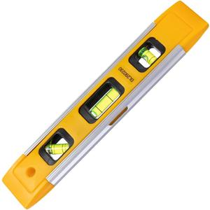 SagaSave Magnetic Spirit Level, 230mm/9.06 inch Torpedo Lightweight Small Plastic Shockproof Level with 3Pcs Level Bubbles for Construction Industrial Household Measurement (Yellow)