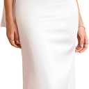 EYNMIN Women's Tube Maxi Dress with Scarf Satin Strapless Elegant Long Formal Wedding Guest Dresses (White, S)