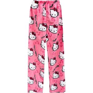 Anime Pajamas Pants Women Cartoon Family Christmas Pajama Pants Kawaii Flannel Pajama Pants Black and Pink (XX-Large, Rose Red)