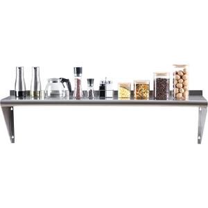 Stainless Steel Shelf 12"x48", Space-Saving Wall Mounted Shelving, 320lb Heavy Duty Steel Shelves with Easy-Clean Surface for Kitchen, Restaurant, Bar, Hotel (Commercial & Home Use)