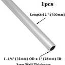 JoyTube 6061 Aluminum Tubing 1-1/4" (32mm) OD x 1" (26mm) ID 12 Length 3mm Wall Thickness Seamless Round Tube Metal Straight Pipe for Industry, DIY, Furnishing,Decoration,Crafts Model (1Pcs)
