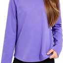 Girls' Sweatshirt Purple Long Sleeve Sports Tops Round Neck Loose Pullover Solid Athletic Tee Shirts (Purple)