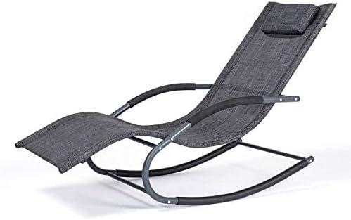 Outdoor Lounge Chair, Chaise Lounge for Patio & Lawn, Pool Lounge Chairs with Removable Pillow, Dark Grey