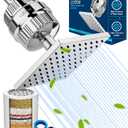 Cobbe High Pressure Filtered Shower Head Combo, Rain Shower Head with 20 Stage Shower Head Filter for Hard Water - Adjustable Replacement Remove Chlorine and Harmful Substances, Chrome (Square)