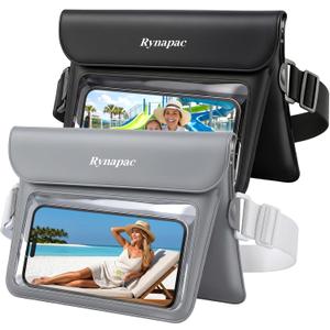 2 Pack Underwater Waterproof Fanny Pack, Women and Men Dry Belt Bag, Waist Waterproof Pouch for Phone Passport Wallet, Double Space, Elastic Waistband, Swimming Snorkeling Kayaking Accessories